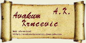 Avakum Krnčević vizit kartica
